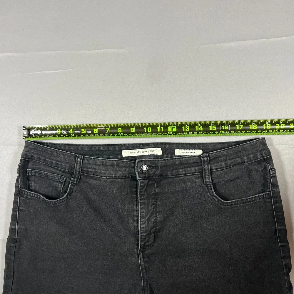 Jones New York Sutton Straight Jeans Womens 18W Black Denim Cotton High Rise